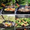 Перфорированная сковорода для гриля с складной ручкой, круглая, с антипригарным покрытием, портативная корзина для барбекю для заднего двора