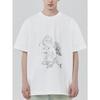 White Oversized T-Shirt with Angel Holding Rifle Graphic Print Casual Streetwear Top for Men and Women