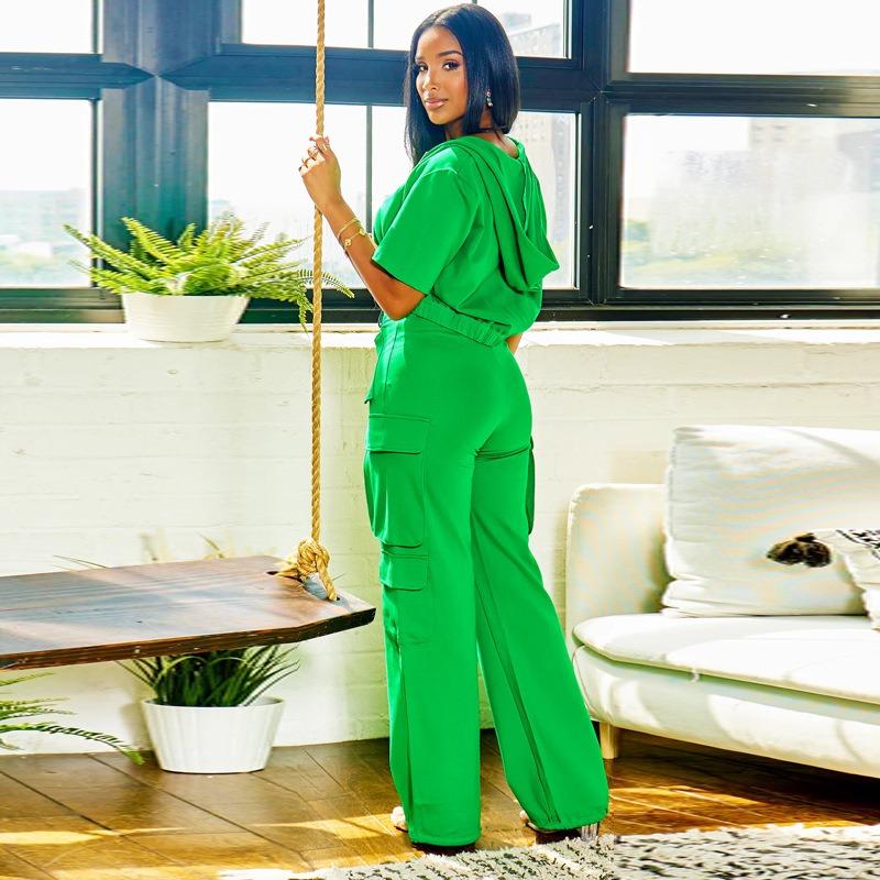 YYFS Женская мода повседневная летняя весенняя однотонная принтованная блузка с коротким рукавом и капюшоном и рубашками брюки и костюмы