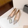 Pointed Crystal High Heels Women's 2025 New Temperament Thin Heel RV Square Buckle Rhinestone Main Wedding Shoes Bridal Shoes