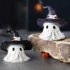 Halloween Ornament Ghost Mage Style Resin Statue Playful Smile Face Figure Lightweight Halloween Party Decor
