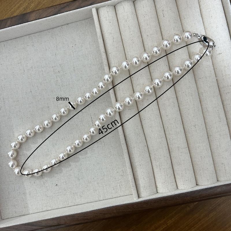 1 шт. Круглое, яркое, искусственное жемчужное ожерелье, французский узел, легкая роскошь, высококачественная цепочка для свитера