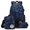 3PCS Camouflage Print Backpack Set School Bag for Teen Boys and College Students with USB Port