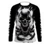 Модные повседневные мужские футболки с 3D-принтом в виде черепа, с длинным рукавом - Мягкая полиэстеровая ткань средней эластичности, одежда свободного кроя для весны и осени