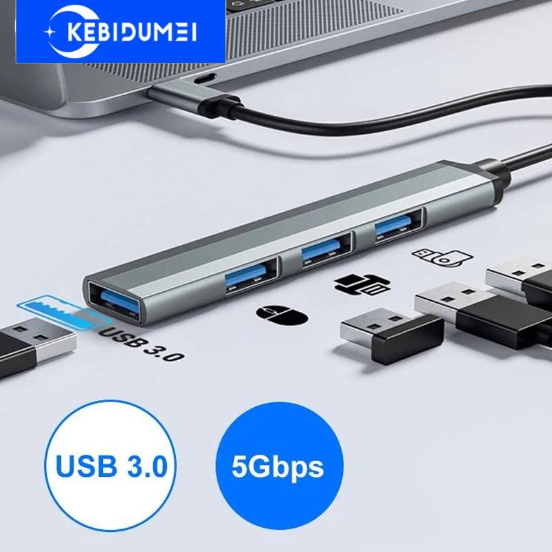 4 In 1 USB 3.0 Hub High Speed USB C Docking Station Type C 3.1 Multi USB Splitter OTG Adapter for PC Laptop