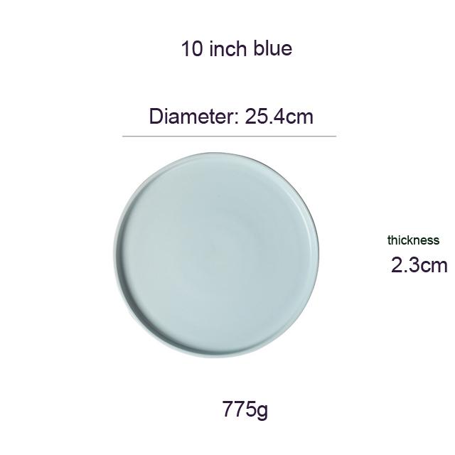 Круглые цельные обеденные тарелки Матовые керамические плоские подносы для стейков Посуда для говядины Спагетти Салат Кухонная посуда Десертные тарелки