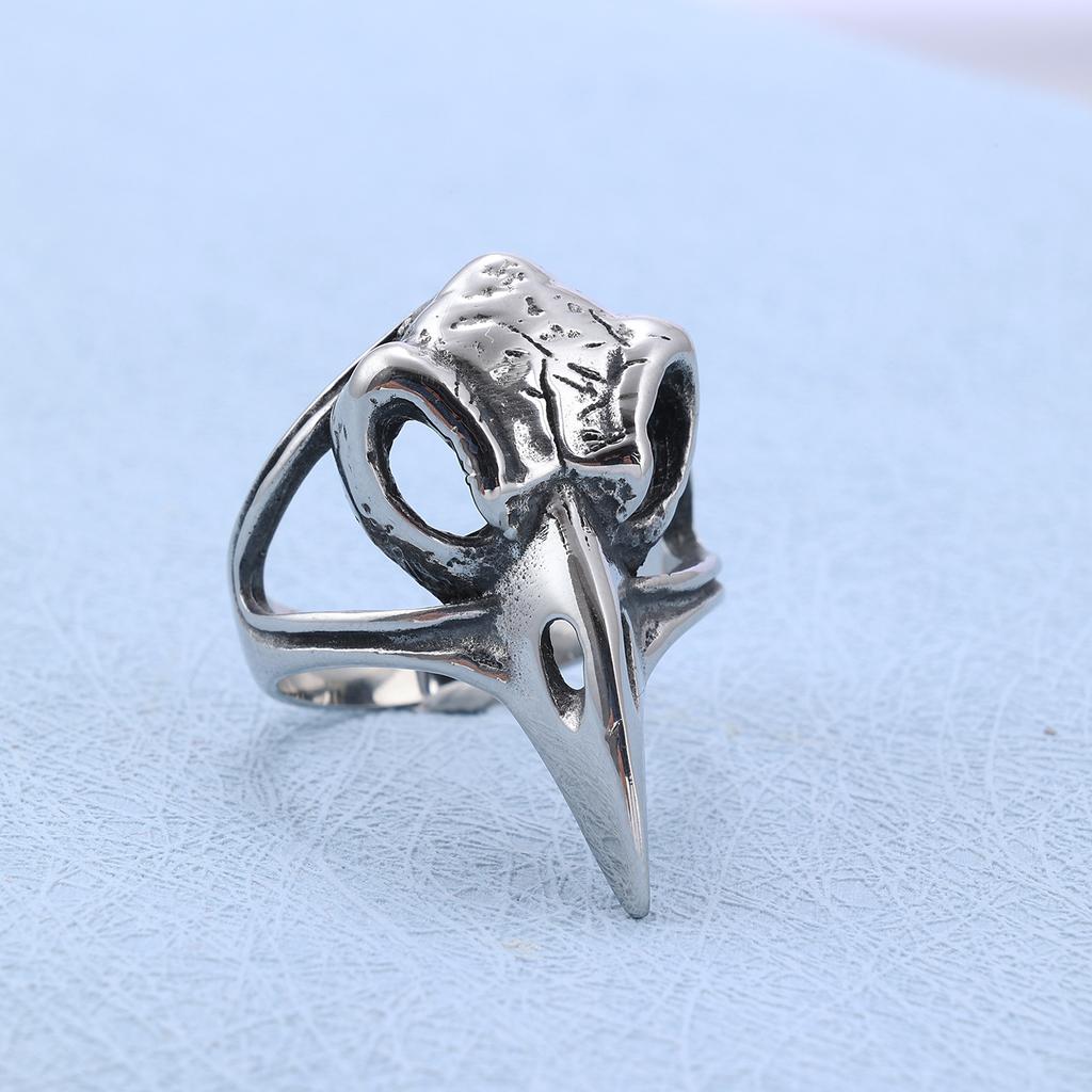 S925 Silver Ring Viking Mythology Crow Skull Ring