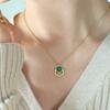 New Chinese Geometric Hexagonal Malachite Striped Pendant Necklace Women's Niche High-end Clavicle Chain