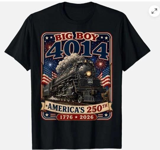Поезд Big Boy 4014 4 июля Ретро Флаг США Винтажная Одежда Унисекс Футболка