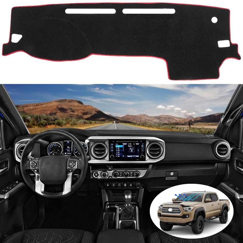 Anti Slips Dash Mat Fit For Toyota Tacoma 2016-2021 Left Hand Drive Felt Fabric Dashmat Dashboard Cover Red Trim
