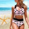 Женский купальник с подвеской на шее и волнистым принтом, бикини с коротким топом, купальник