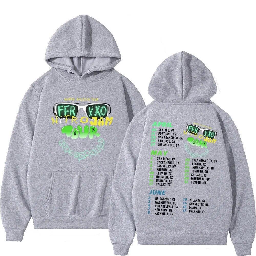 2023 Rapper Feid Ferxxo Tour Hoodie Unisex Women Fashion Aesthetics Oversized Sweatshirts Hip Hop Casual Long Sleeve Fleece Hoodies