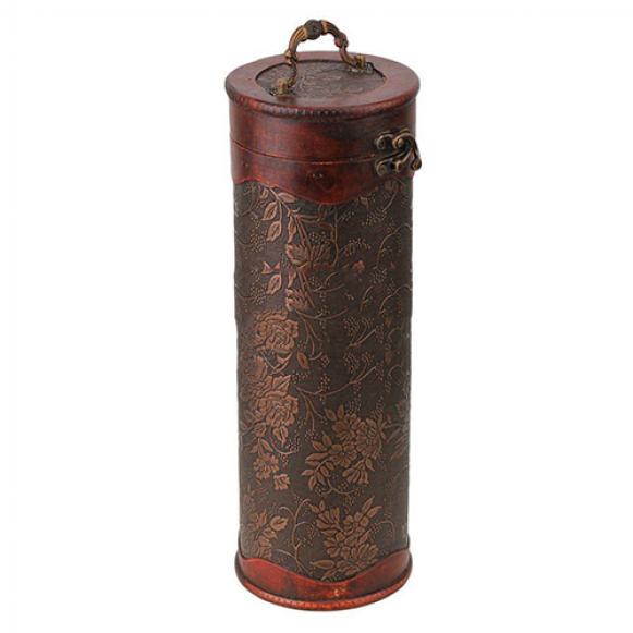 Cylinder Vintage Retro Wooden Vintage Wine Bottle Storage Gift Box Case Holder