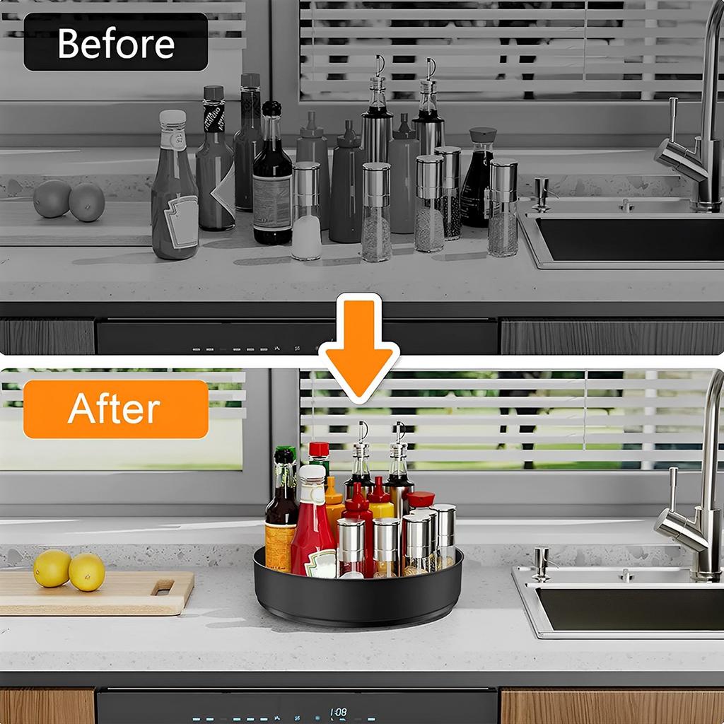 360° Rotating Storage Trays Stainless Steel Kitchen Spice Organizer Turntable Multifunction Bathroom Round Storage Carousel New