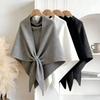 Plush Knitted Triangle Scarf Korean Style Cape Wraps Fashion Winter Shawl  Women/Men