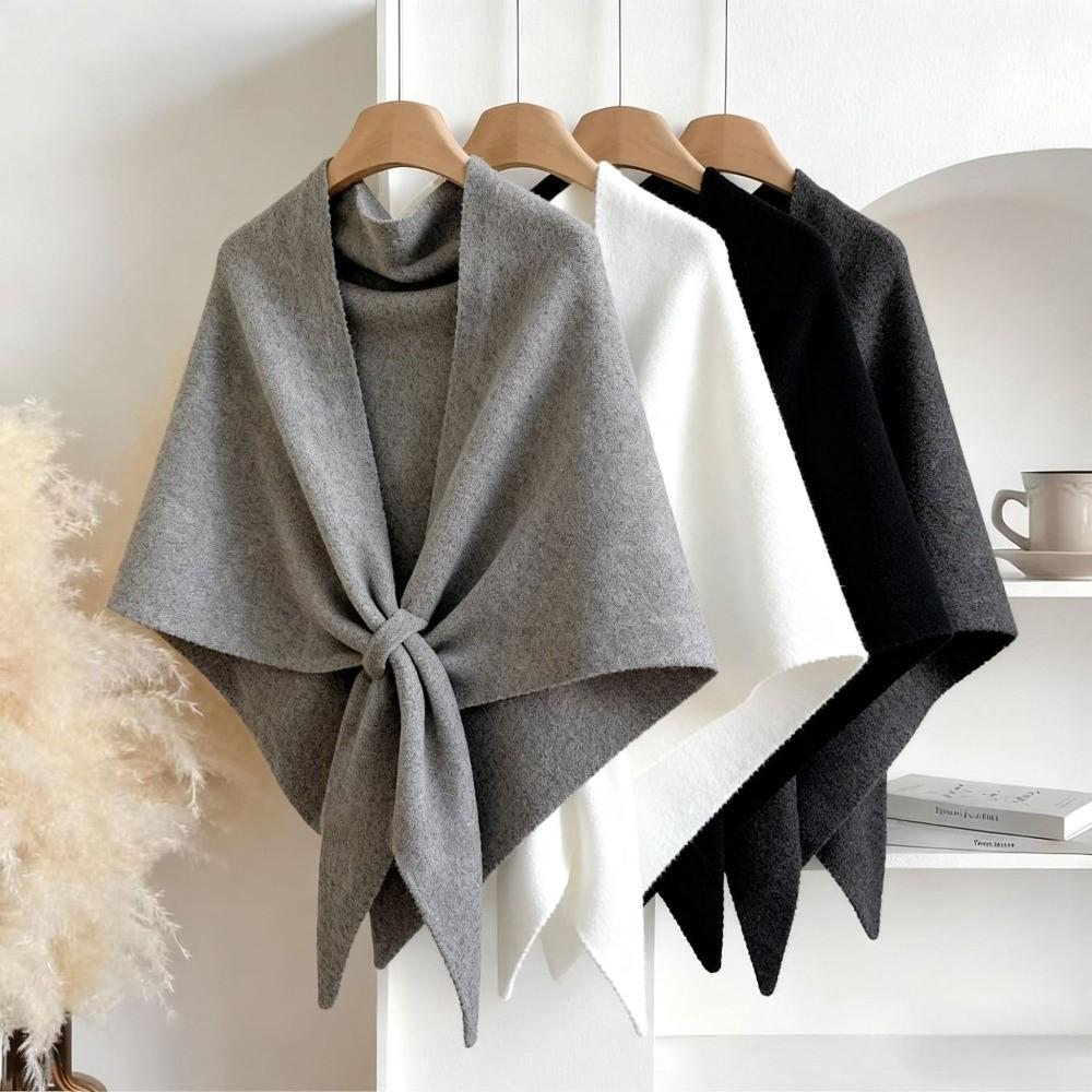 Plush Knitted Triangle Scarf Korean Style Cape Wraps Fashion Winter Shawl Women/Men