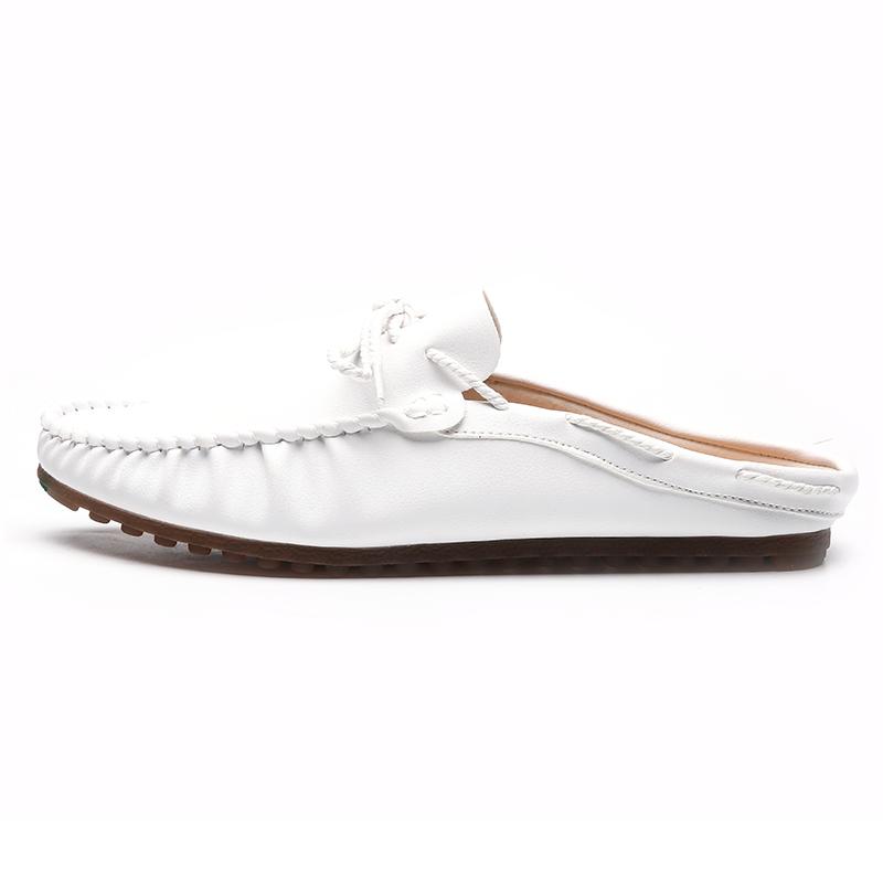 Модные кожаные мужские мюли летние балетки полутапочки для мужчин повседневные уличные дышащие мужские полутапочки легкие лоферы мужские мокасины