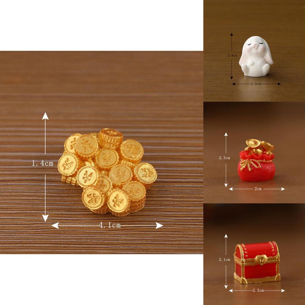 Микро Новогодний Пейзаж Смоляное Украшение Подарочная Упаковка Золотая Монета Баннер Кролик