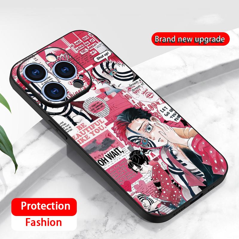 Чехол для телефона Akaza Demon Slayer горячий аниме-мужчина для iPhone 17 16 16e 15 14 13 12 Plus Mini Pro Max Мягкий черный Ударопрочный чехол
