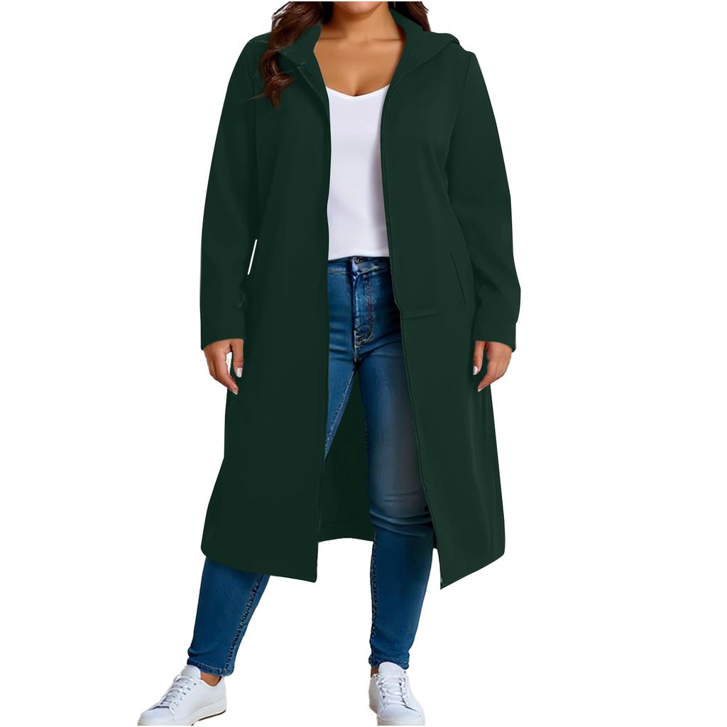 Women's Fashion Casual Plus Size Hooded Long-Sleeve Solid Jacket