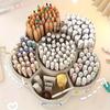 360-Degree Rotating Desk Organizer Set,Cute Multi-Functional Stationery Holder with Large Capacity,PVC Round Pen & Art Supplies