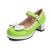 Модные туфли на среднем каблуке с оборками в стиле Лолита, милые туфли-лодочки Мэри Джейн с бантом, свадебные туфли для невесты, для косплея, вечеринки, красные, розовые, черные, зеленые, размер 34-48