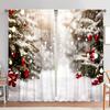 2pcs Romantic Christmas Snow Scenery Printed Curtain for Home Decor - Rod Pocket Window Treatment for Bedroom, Office, Kitchen