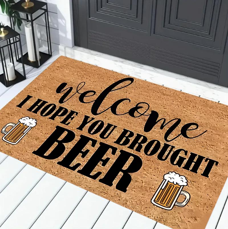 Funny Spanish Quote Beer and Trash Bag Pattern Area Rug, Soft Non-Slip Indoor Outdoor Floor Mat for Entrance and Home Decor