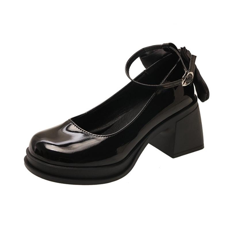 Мода Высокие каблуки Женские туфли-лоферы с бантом Осенняя мода Неглубокие Элегантные туфли 2025 Новые Классические Массивные туфли-лодочки Вечеринка Zapatillas Mujer