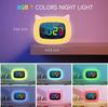 Милый будильник с кошачьими ушками, 7-цветным ночником RGB и 18 мелодиями звонка, перезаряжаемые часы для детской спальни