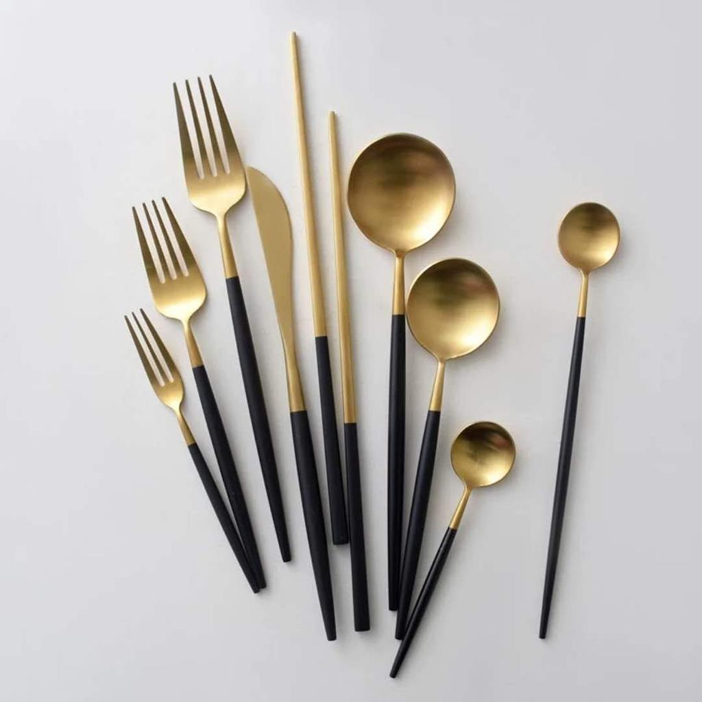 Cesa Beams Cutlery Cutlery Set Stylish Cutlery Gold Cutlery Nordic Camping Spoon Fork Knife Teaspoon Cake Fork Chopsticks Stainless Steel Dinner