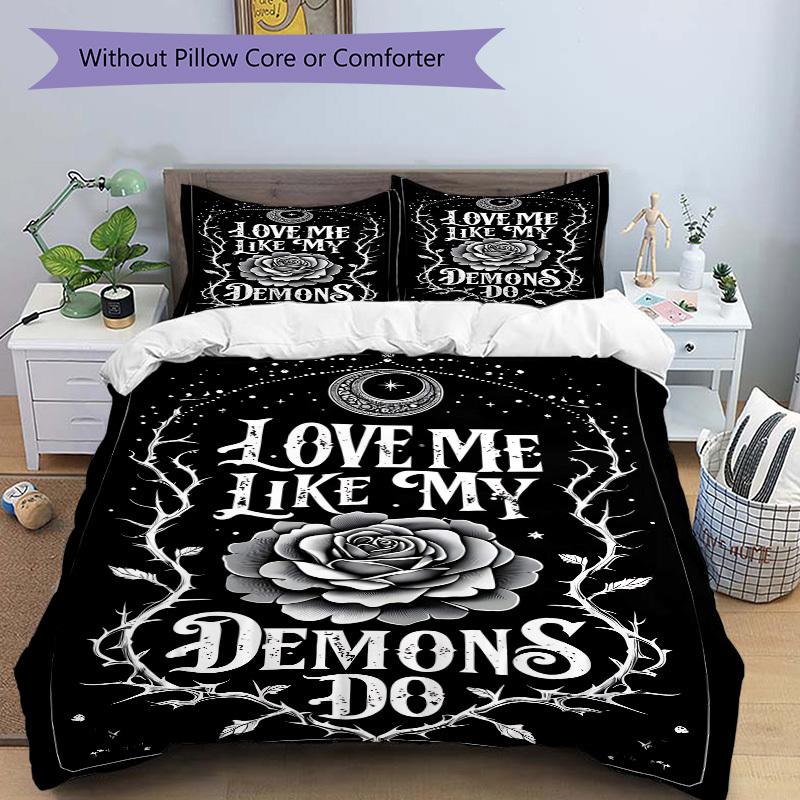 3pcs bedding set Rose Demons Includes 1 Comforter + 2 Pillowcases, Without Pillow Inserts, Soft Comfortable, Lightweight Breathable149