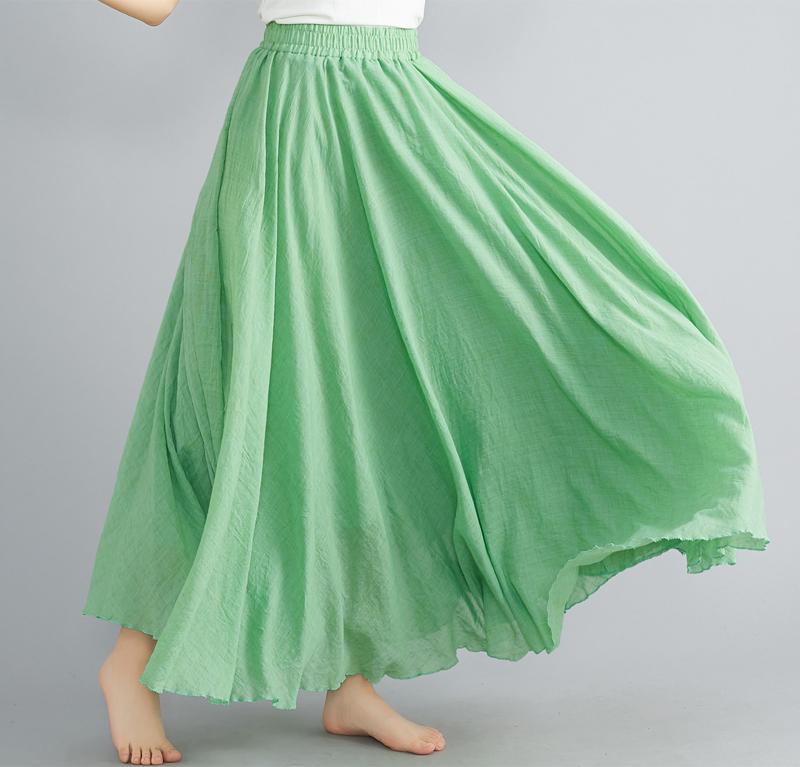 Dimanaf Plus Size Women Linen Skirts Female Elastic Basic Fashion Japanese Dress