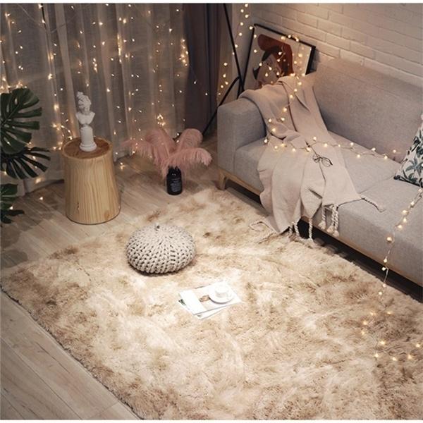 New Rainbow Rug Oversied Fluffy Plush Rugs Large Size Anti-slip Floor Mats Tie-Dye Art Carpet Shaggy Kids Room Living Room Bedside Rug