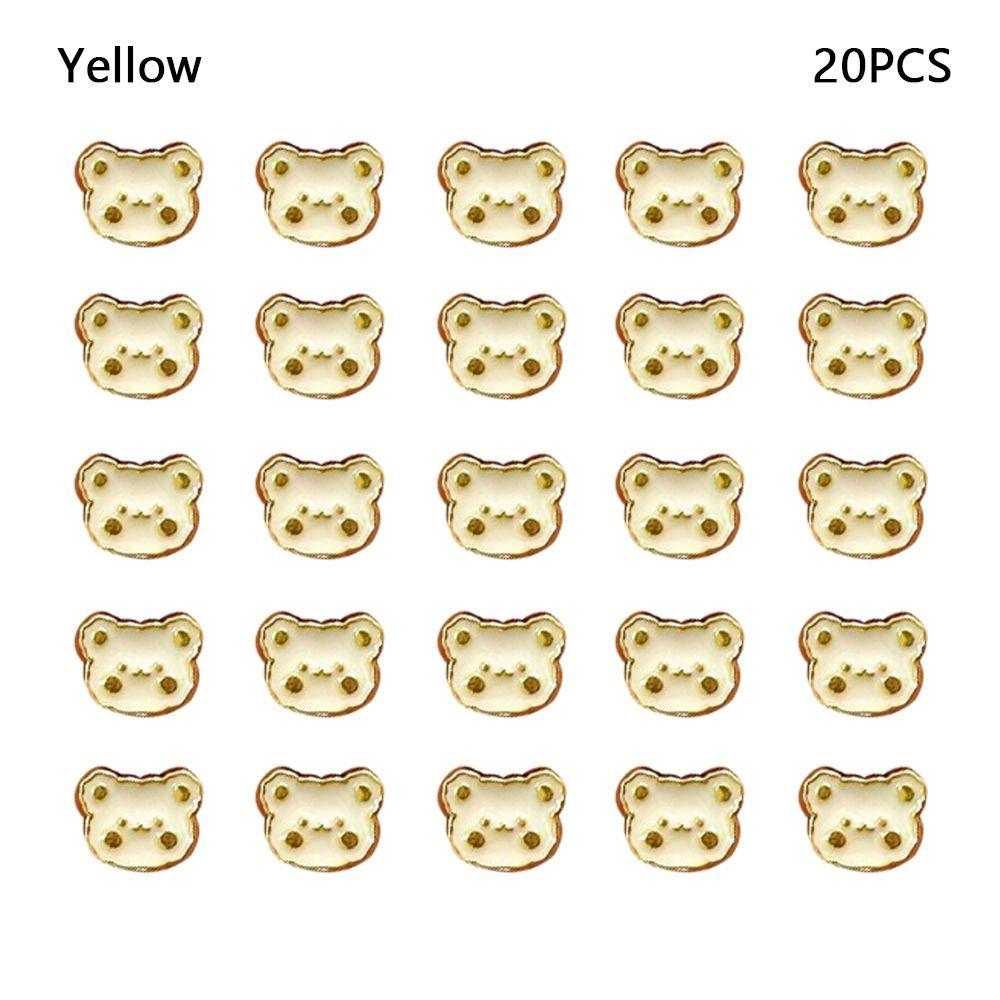 20pcs Metal Bear Head Buttons Mini Doll Shoes Buckles  DIY Doll Clothes Accessories