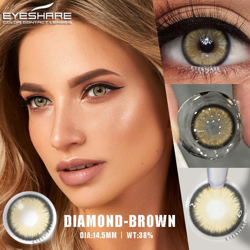 Eyeshare Мягкие цветные контактные линзы серии DIAMOND-BLUE для глаз, ежегодные, синие, зеленые, коричневые, серые, для красоты, для учеников, косметика