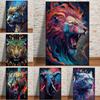 Colorful Snow Leopard Lion Bear Elephant Rhino Tiger Posters Wall Art Canvas Prints Pop Animals Paintings Living Room Home Decor