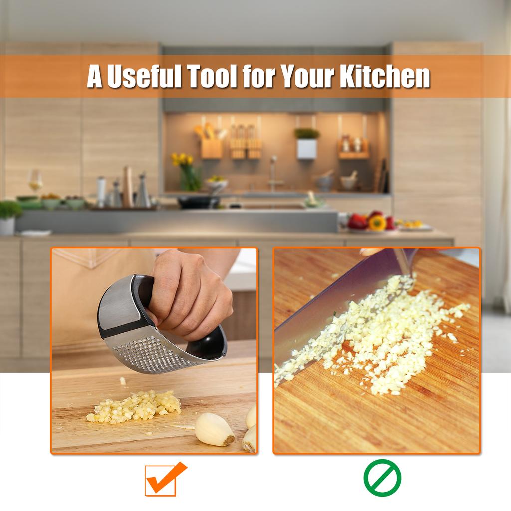 Stainless Steel Garlic Press Rocker Mincer Crusher Roller Squeezer Garlic Pressing Crushing