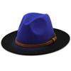 Hot Women Men Wool Vintage Trilby Felt Fedora Hat With Wide Brim Gentleman Elegant Gradient Color For Lady Winter Red Jazz Caps