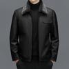 Thickened Genuine Leather Jacket for Men, Sheepskin Lapel Leather Jacket, Warm Casual Down Jacket, Fur Integrated Jacket