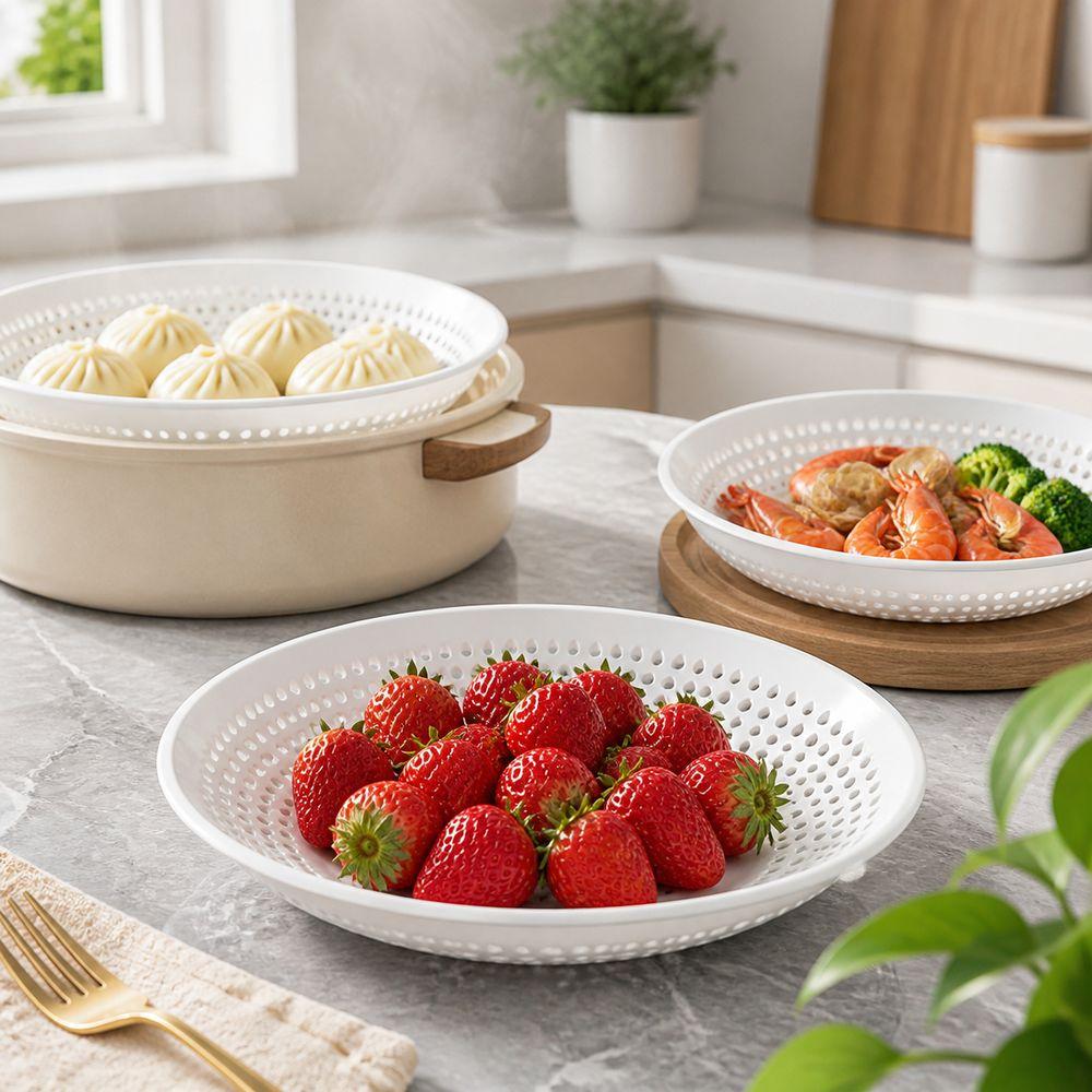 PP Perforated Steaming Tray Perforated Structure Round Shape Dumpling Steaming Plate Drainage Holes Multipurpose