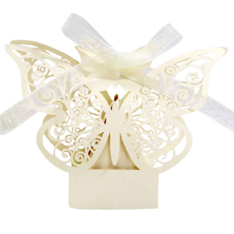 50/100 шт. подарочные коробки с бабочками, оптовая продажа, упаковка конфет с лентами для детского душа, товары для свадьбы, дня рождения, вечеринки
