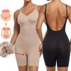 Women Seamless Simple Shapewear Bodysuit V Neck Open Back Tummy Control Slimming Body Shaper Control Slips Postpartum Slim Underwear