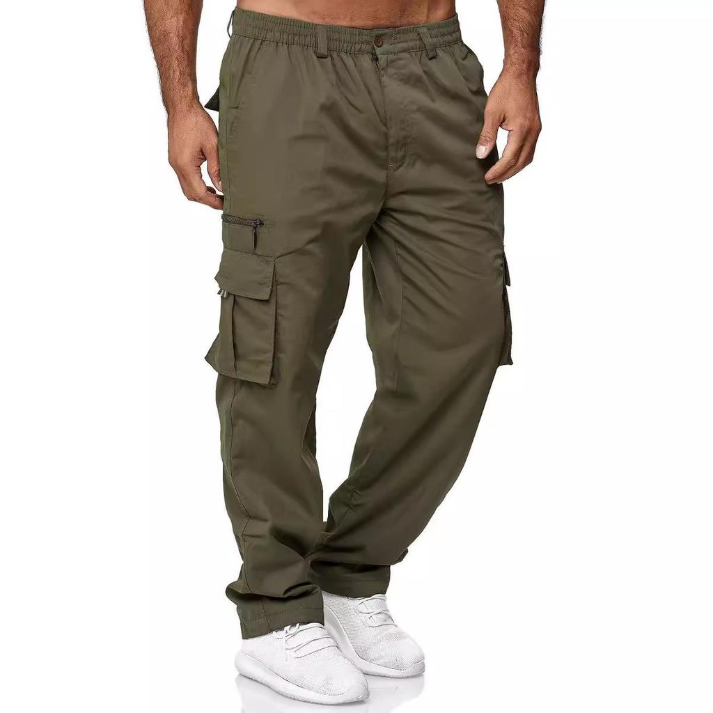 Men's Solid Color Plus Size Casual Multi-Pocket Cargo Pants