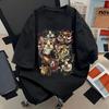 2026 Новая уличная арт-коллекция мультяшных кошек с принтами, больших размеров, мужские и женские, хлопковые, с коротким рукавом, свободные, с круглым вырезом, футболки