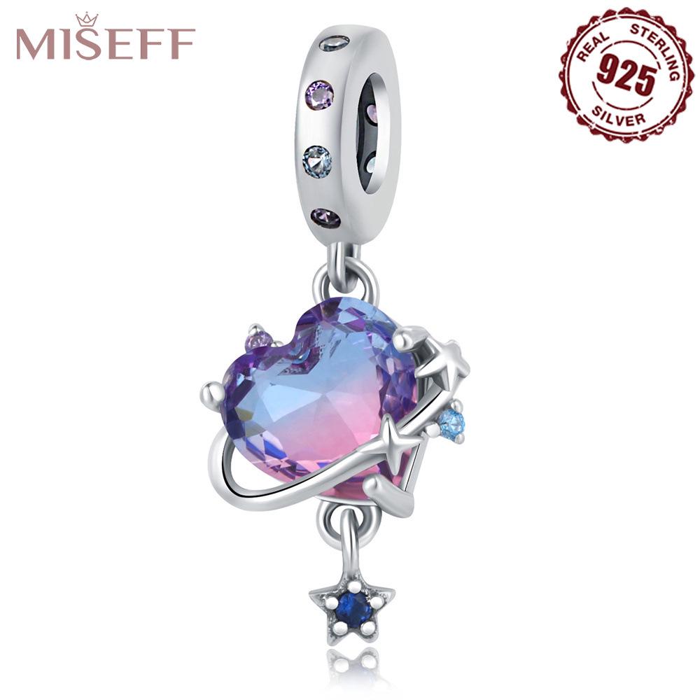 Sterling Silver S925 Heart Tree of Life Planet Pendant Charm for DIY Bracelets