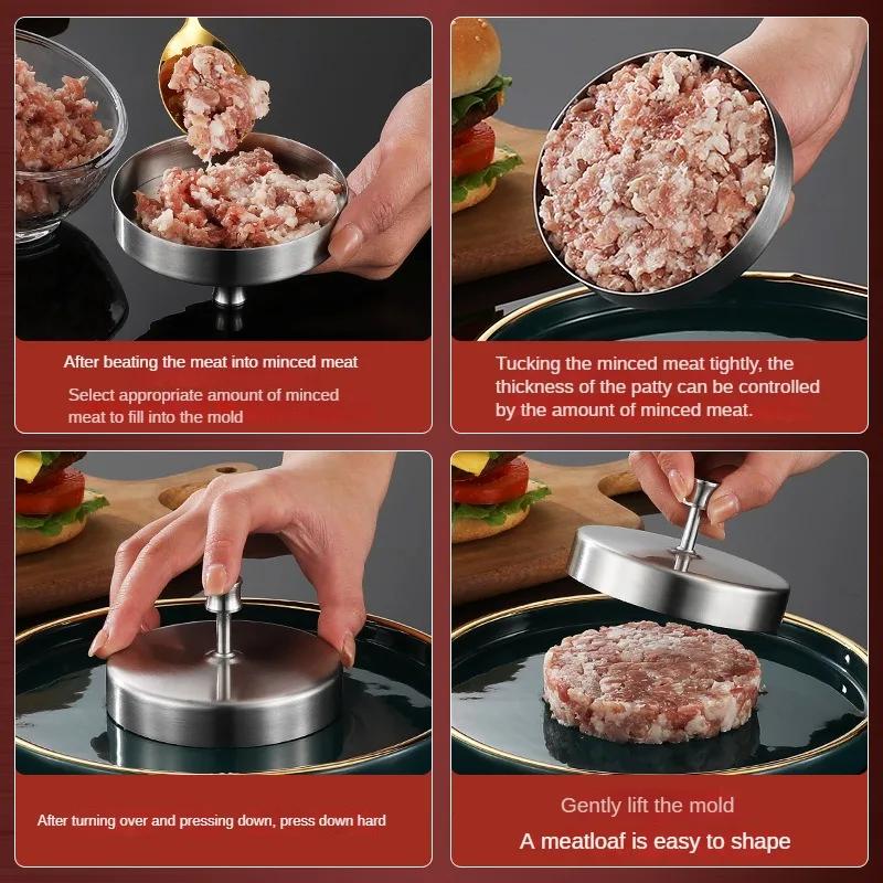Форма для котлеты из нержавеющей стали 304, сделай сам, рисовая котлета, говядина, яйцо, овощи, жареный пресс, рулет, гамбургер, кухонный гаджет