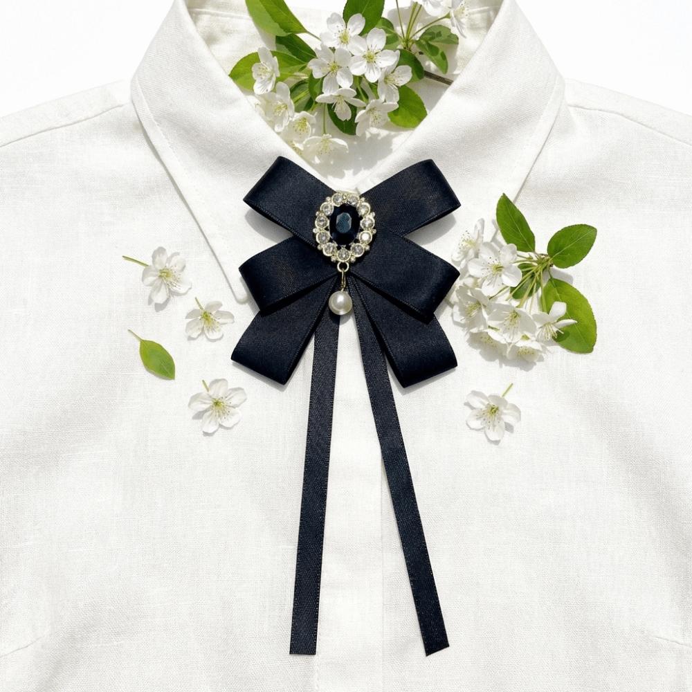 Adjustable Shirt Brooch Pearl Pendant Shirts Bow Tie Accessory Butterfly Knot Tie For Shirts