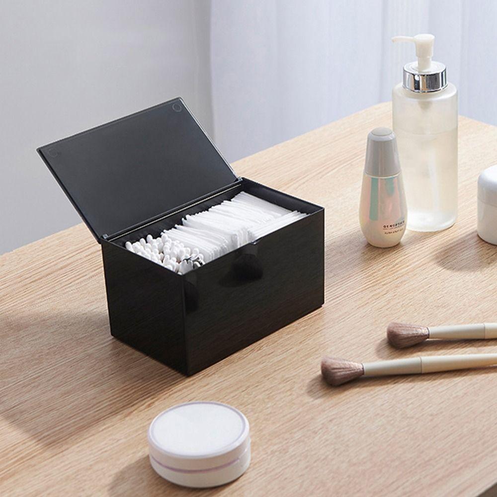 Transparent Flip Cotton Swab Box DIY Makeup Organizer Cotton Swab Storage Box  Office