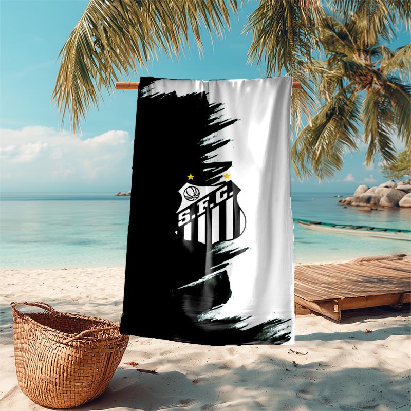 proof beach towel with Santos SFC logo pattern - soft,absorbent,quick-drying,machine washable - perfect for swimming,camping,bathing